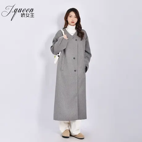 灰色大衣女2023秋冬季新款通勤职场百搭垂感显瘦宽松长款风衣外套商品大图