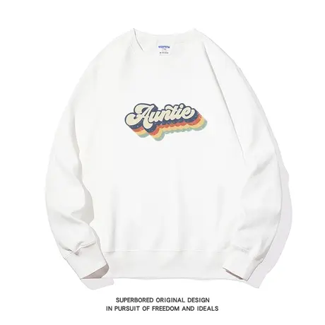 小众设计感复古字母印花卫衣男女秋冬季青少年宽松休闲套头上衣商品大图