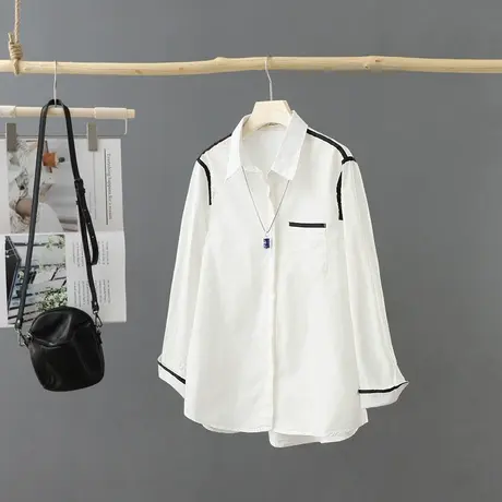 2023春装新款小众白衬衫女长袖短款时尚百搭宽松打底衫衬衣女装图片
