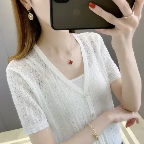 冰丝针织衫开衫女外搭小披肩夏季薄款配吊带裙防晒衫坎肩女空调衫图片