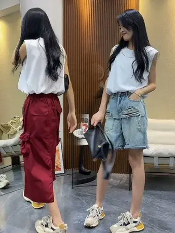 2023新款夏季纯色显瘦无袖T恤女韩版宽松外穿设计感上衣背心ins潮商品大图