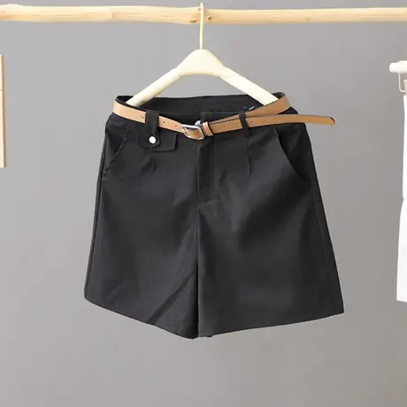 2024年夏季新款韩版腰带休闲短裤女直筒裤宽松沙滩裤热裤四分裤子图片