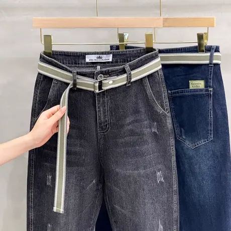 九分牛仔裤男潮牌修身小脚裤子男韩版潮流百搭男士春秋季新款长裤图片