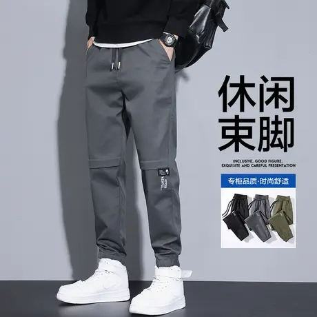 春秋款男装哈伦休闲裤男士束脚宽松九分工装裤男裤子男款夏季薄款商品大图