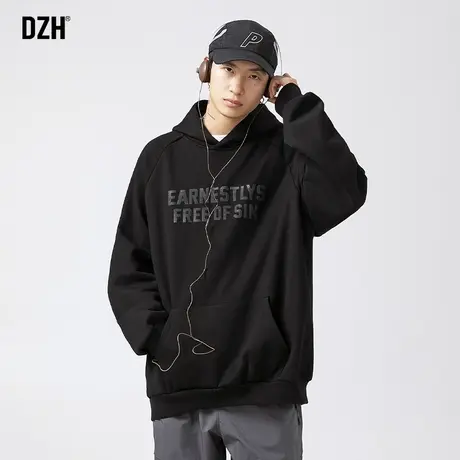 男士黑色美式卫衣男重磅连帽2023新款秋季长袖上衣203新款连帽衫商品大图