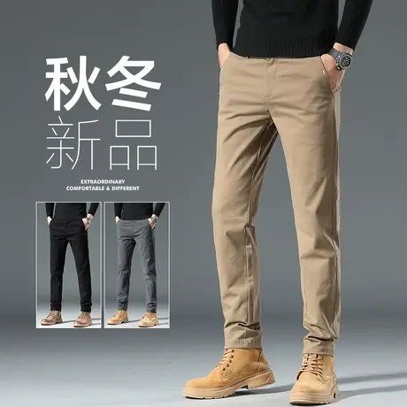 春秋款弹力高端西裤男士直筒宽松休闲裤子卡其色西装商务冬季秋季商品大图