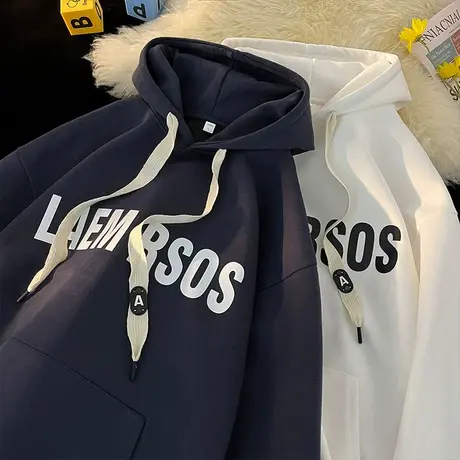 美式潮牌慵懒风连帽卫衣男2024春秋季oversize男生小众设计感外套商品大图