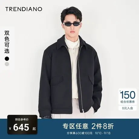 TRENDIANO官方男装秋季新款休闲翻领飞行员夹克外套潮牌男士商品大图
