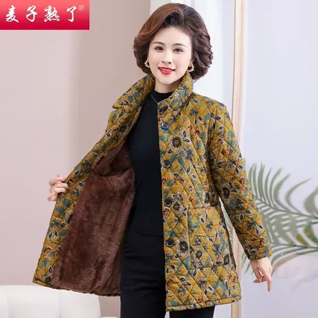 妈妈冬装加绒加厚保暖棉袄2023新款中老年人女奶奶装碎花棉衣外套商品大图