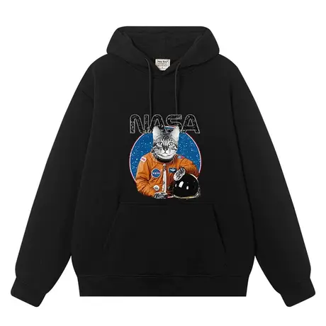NASA联名宇航员猫猫头美国宇航服卫衣男女连帽加绒加厚上衣服外套图片