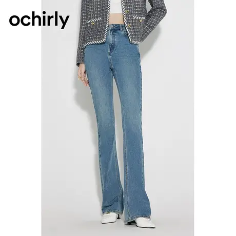 【土耳其牛仔】欧时力 休闲牛仔长裤 显瘦阔腿微喇裤高腰女新款秋图片