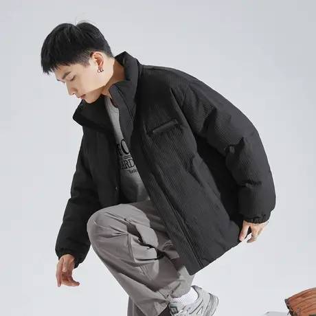 唐狮2023冬新款男羽绒服短款立领面包服肌理感宽松加厚外套12.27图片