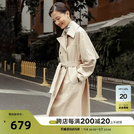 播秋季新款复古通勤衬衫翻领风衣女BDP1FD0311图片