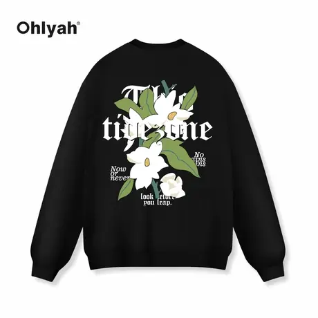 Ohlyah无帽卫衣男重磅 2023春秋季新款韩版宽松套头圆领t恤上衣图片