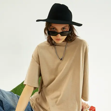 Nuthink美式复古纯色水洗做旧短袖男ins潮牌t恤国潮高街大码半袖图片