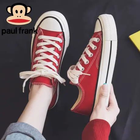 大嘴猴女鞋秋季红色帆布鞋2023新款休闲情侣款布鞋运动板鞋子女款商品大图