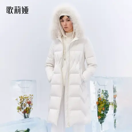 歌莉娅长款羽绒服女冬季新款狐狸毛领保暖防风鹅绒外套1ASC8D700图片