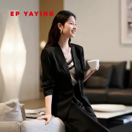 EP YAYING雅莹女装 真丝收腰七分袖西装外套 2023新款1118A商品大图