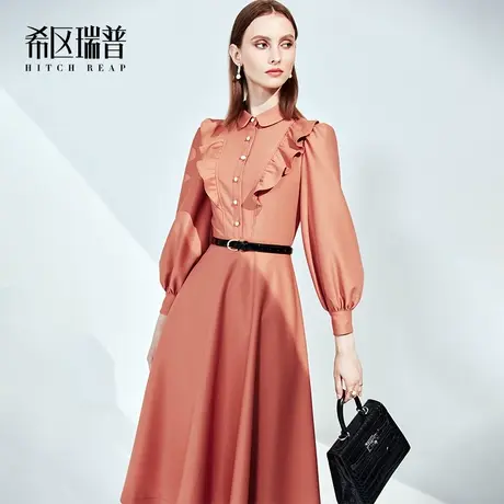 希区瑞普高端赫本风连衣裙女2023秋冬新款法式高级感复古气质长裙图片