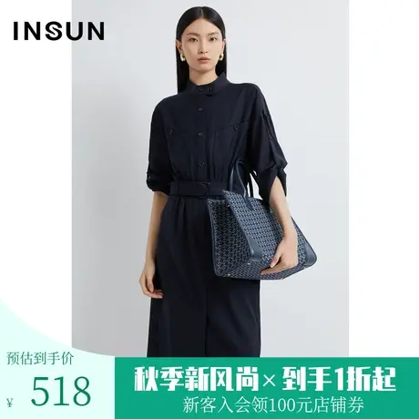 恩裳春秋季潮流科技工装风直身收腰休闲款连衣裙女图片