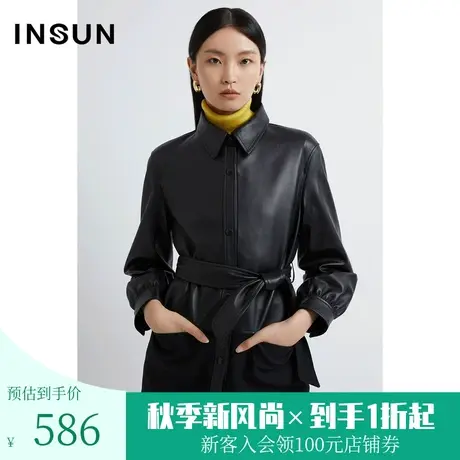 恩裳秋时尚拼接简约袖口设计干练气质款皮衣外套商品大图