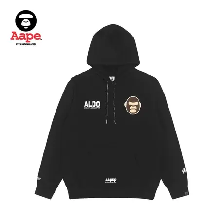 AAPER男装秋冬猿人军团成员图案印花宽松薄绒连帽卫衣3904XXJ商品大图