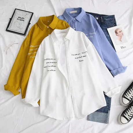 白色衬衫女设计感小众秋冬款百搭学生学院风ins风复古港味上衣潮图片