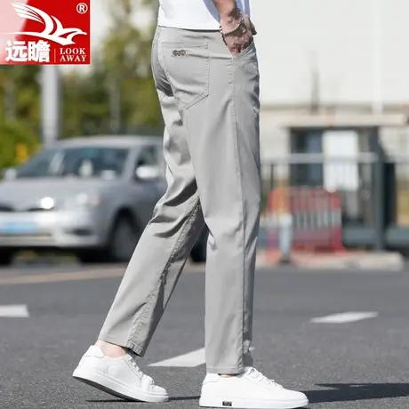 男士休闲裤夏季薄款天丝潮牌宽松直筒男裤垂感冰丝九分裤子男夏天商品大图