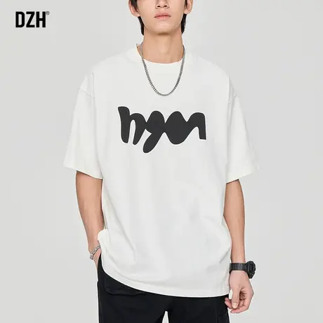 男生白色短袖t恤男潮牌2023新款夏季卡通多彩半袖男纯棉重磅体恤商品大图