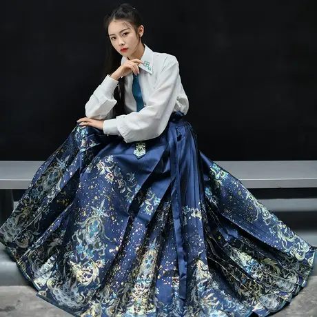 【如梦霓裳丨静宇】明制原创改良汉服女夏买马面裙时尚汉元素修身图片