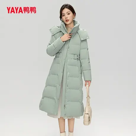 鸭鸭羽绒服女2023年秋冬新品长款连帽时尚纯色百搭韩版保暖外套W图片