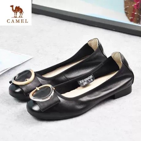 Camel/骆驼女鞋春夏新品牛皮时尚浅口舒适休闲透气皮鞋Z101269035商品大图