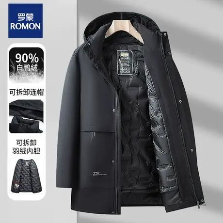 罗蒙2023冬季新款可拆卸内胆中老年休闲爸爸冬装加厚羽绒服外套男图片