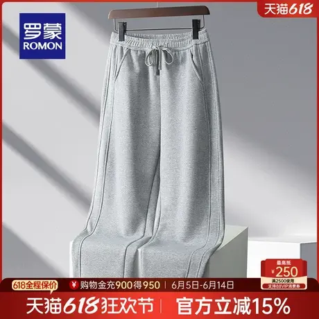 罗蒙男士时尚休闲宽松卫裤2025春季新款松紧腰抽绳直筒裤潮流长裤商品大图