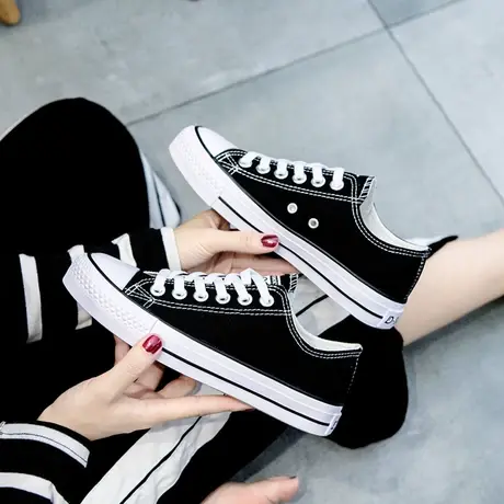 小白鞋2023年秋季新款百搭球鞋帆布鞋女鞋休闲爆款布鞋黑色板鞋子商品大图