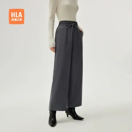 HLA/海澜之家宽松休闲裤25春季新含麻松紧腰商务舒适直筒裤子女装商品大图