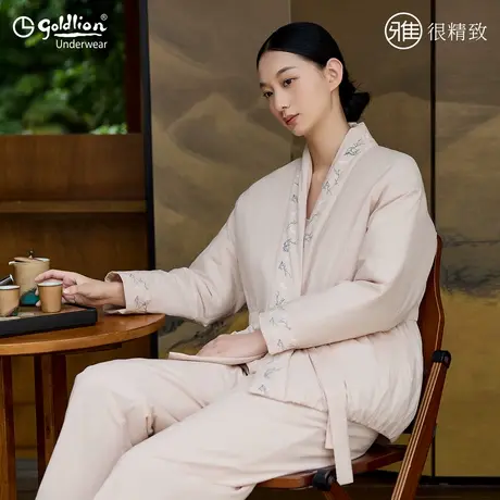 金利来睡衣秋冬款女2024新款高级感夹棉国风印花可外穿家居服套装商品大图