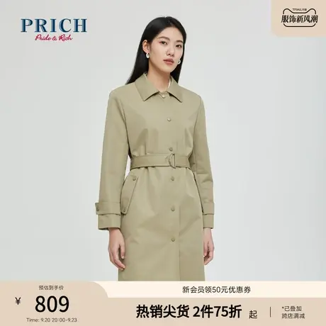 【商场同款】PRICH23春秋新款单排扣中长款休闲风衣大衣外套女图片
