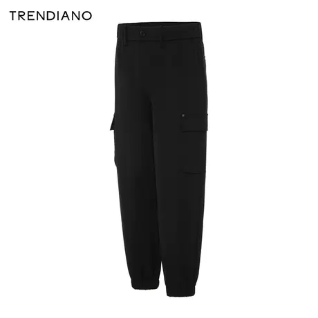 TRENDIANO官方翻盖贴袋休闲直筒裤时尚工装裤男潮2023新款冬季商品大图