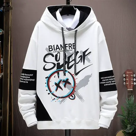 趣味印花连帽卫衣男潮牌春秋款外套男生上衣服宽松青少年休闲套装商品大图