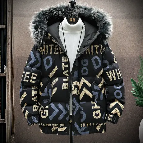 羽绒服男短款韩版休闲潮牌棉衣男装高中学生工装冬季加厚外套棉袄商品大图