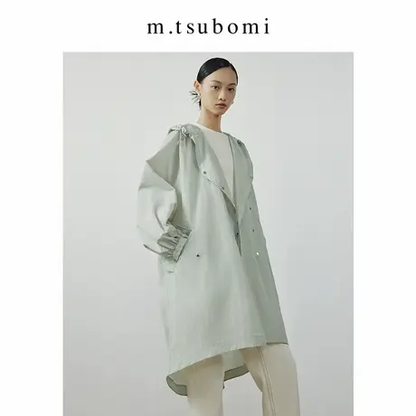 子苞米宽松廓形轻薄风衣2024春新款连帽设计感中长款休闲外套女商品大图