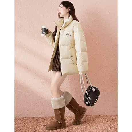 【防水】唐狮2025新款短款羽绒服女冬装韩系立领面包服女羽绒外套商品大图