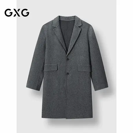 GXG男装 斜纹花纱混纺简约单排扣羊毛大衣外套 2024冬季品图片