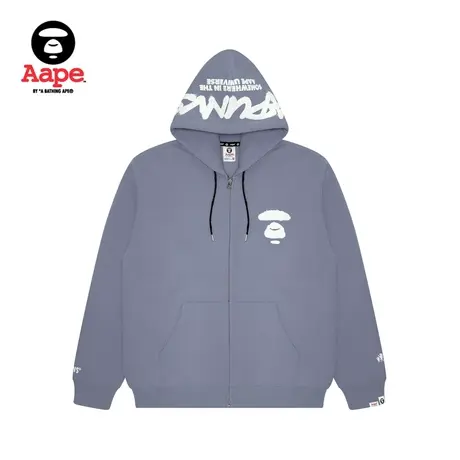 Aape旗舰店男装秋冬猿颜字母印花多色薄绒连帽卫衣外套A331XXL图片