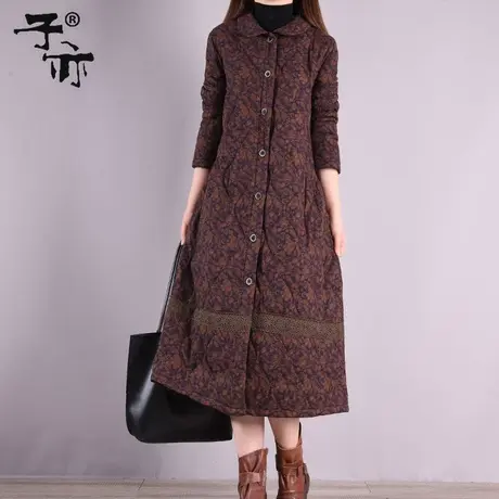 子亦冬装新款花色复古民族风夹棉休闲棉衣外套妈妈棉袄图片