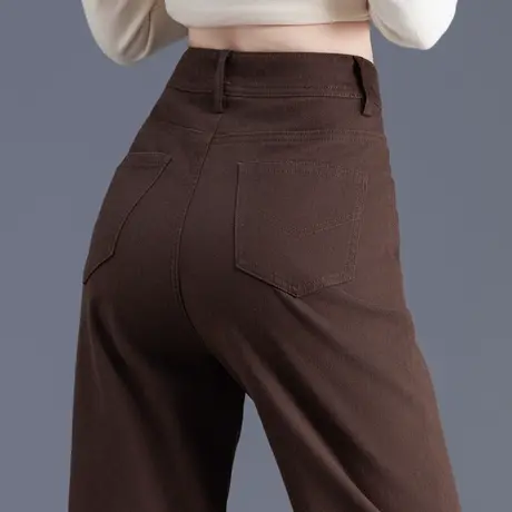 美拉德穿搭棕色牛仔裤女秋冬2023年新款爆款哈伦老爹裤小个子裤子商品大图