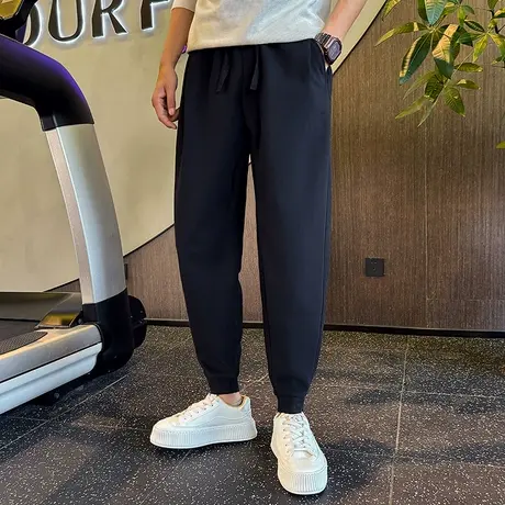 加绒休闲裤男秋冬季潮牌轻熟纯色宽松加厚束脚运动裤冬款百搭卫裤图片