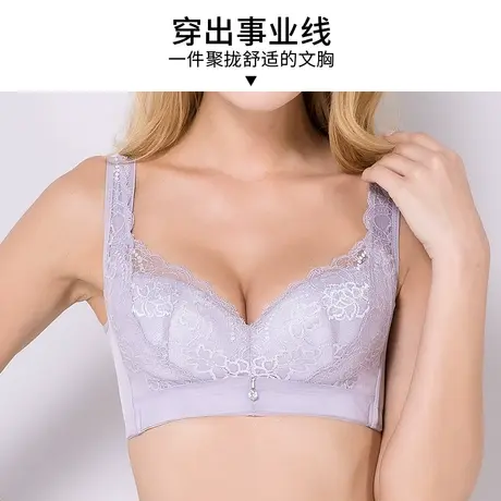奥维丝丽内衣女薄款大胸显小无钢圈调整型文胸CDE薄棉收副乳内衣商品大图