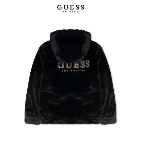 【38上新季】GUESS款秋男休闲潮流仿貂毛连帽抽绳长袖夹克外套图片